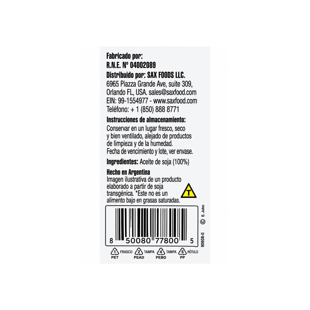 Aceite de soja refinada Olivida (900 ml) - Miniatura 3