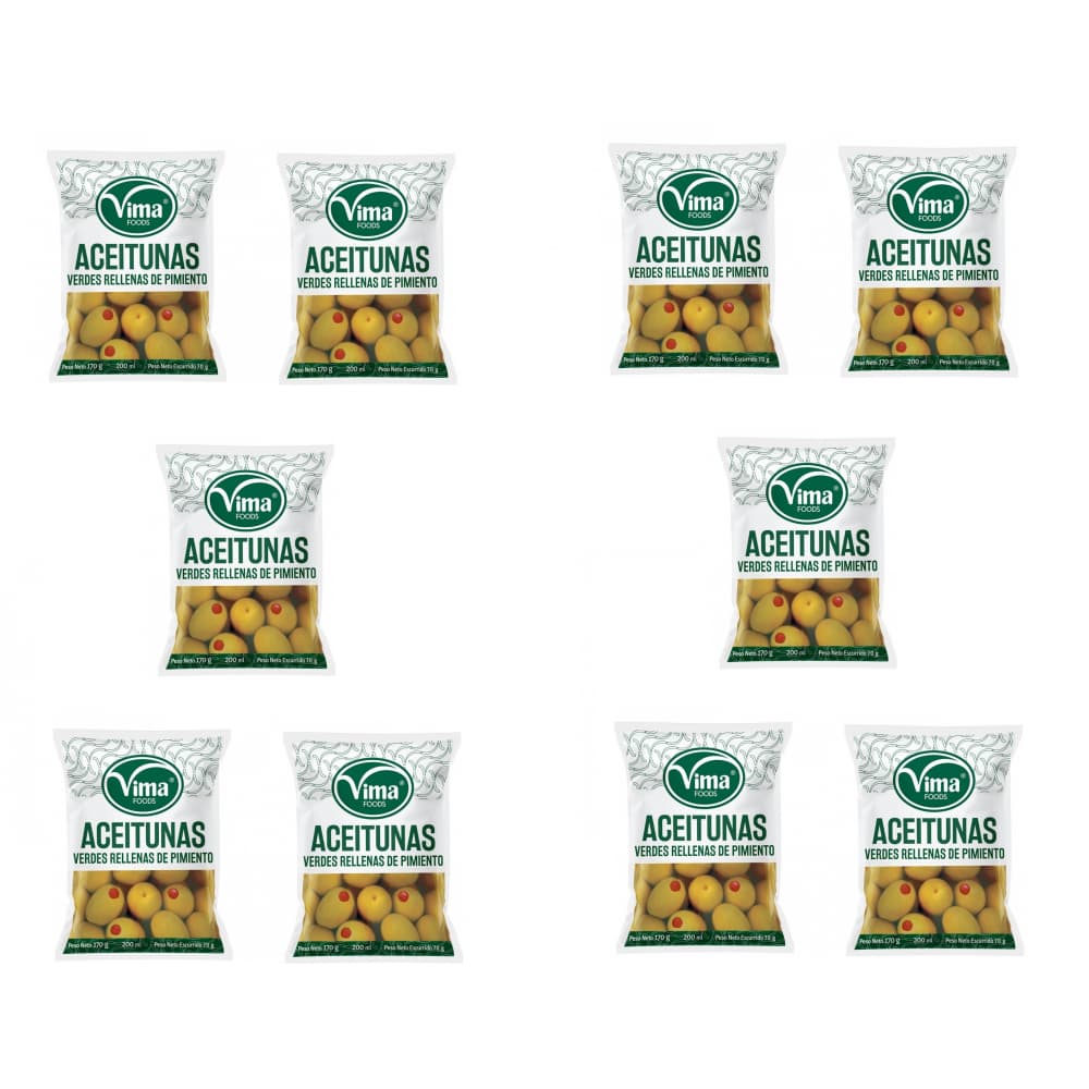 Aceitunas rellenas con pimiento (10 x 170 g / 5.99 oz) - Imagen 1