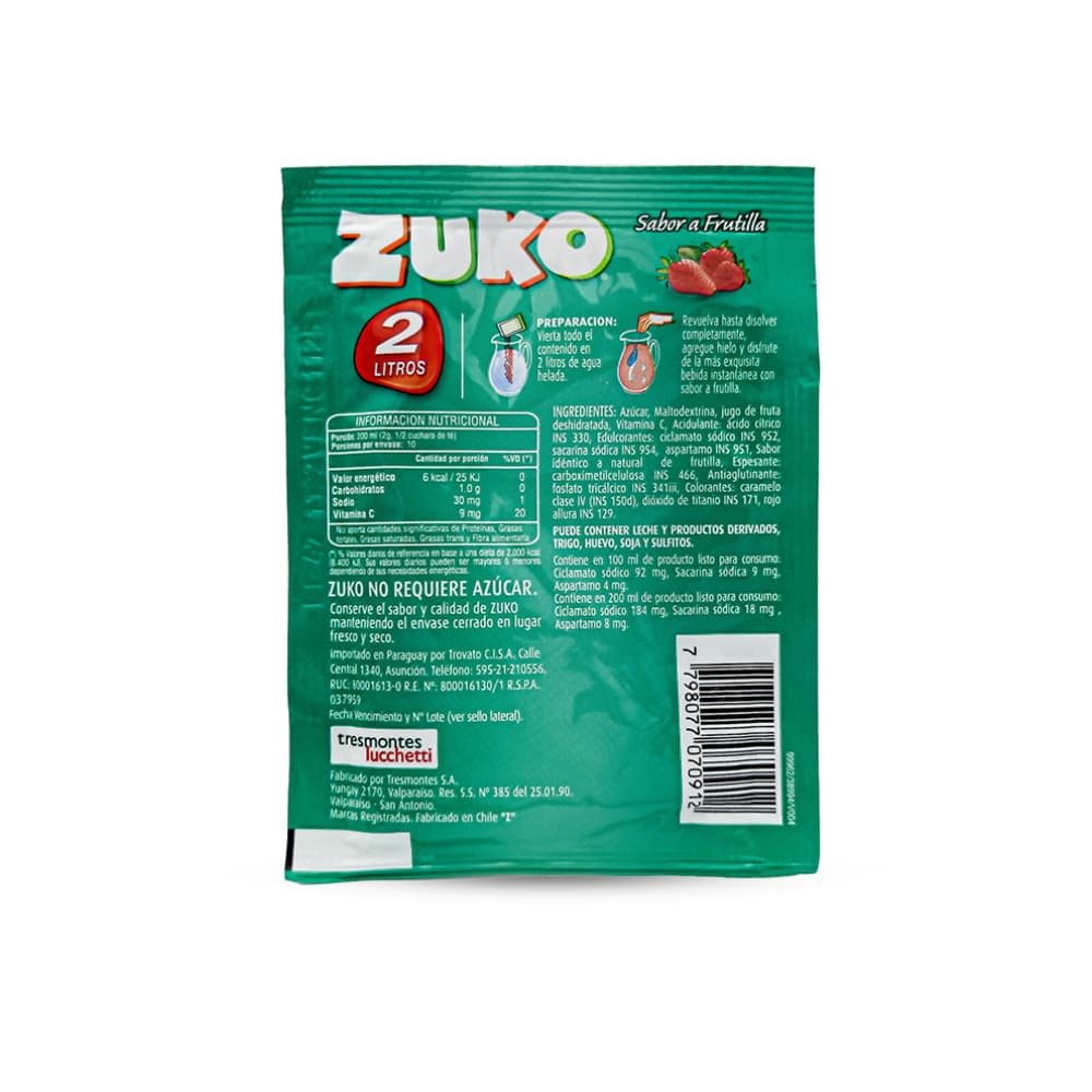 Refresco instantáneo sabor frutilla Zuko (20 g) - Miniatura 2