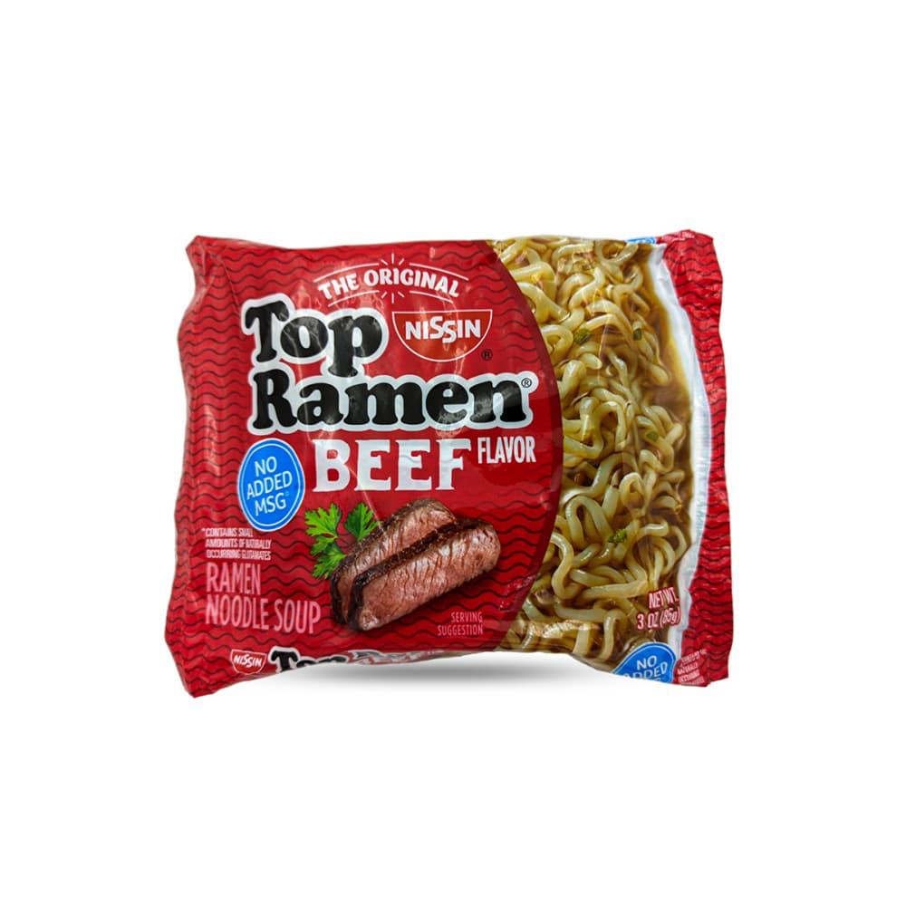 Sopa de fideos con sabor a carne Top Ramen (85 g / 3 oz) - Imagen 1