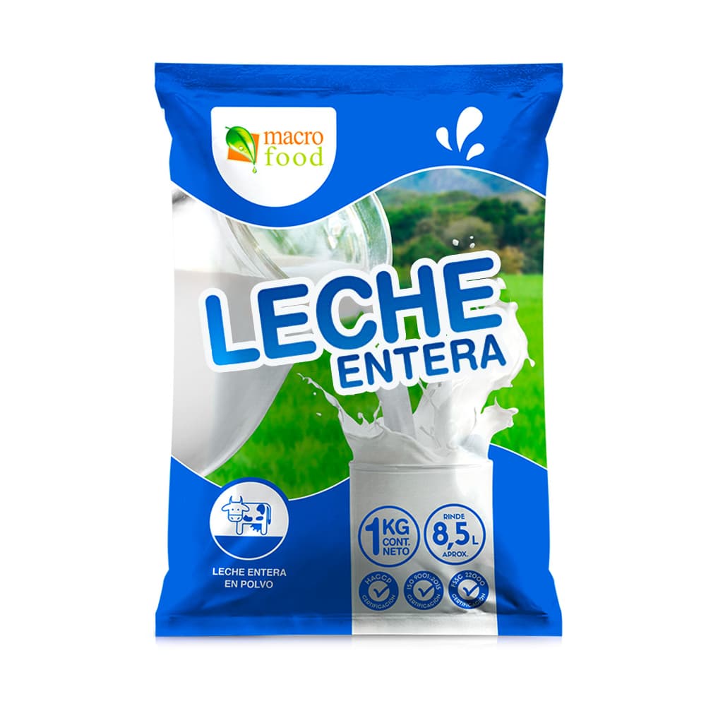 Leche entera en polvo Macro Food (1 kg / 2.2 lb) - Imagen 1