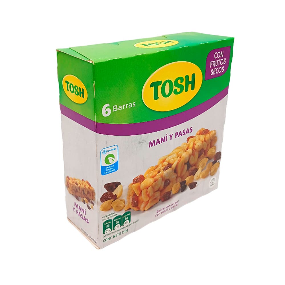Barras de cereal con maní y pasas Tosh (138 g / 4.9 oz) - Imagen 1