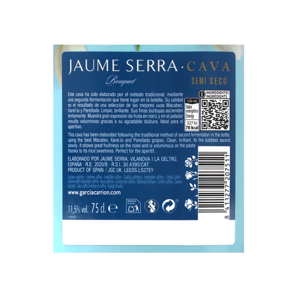 Cava Semi Seco Jaume Serra (750 ml) - Miniatura 3