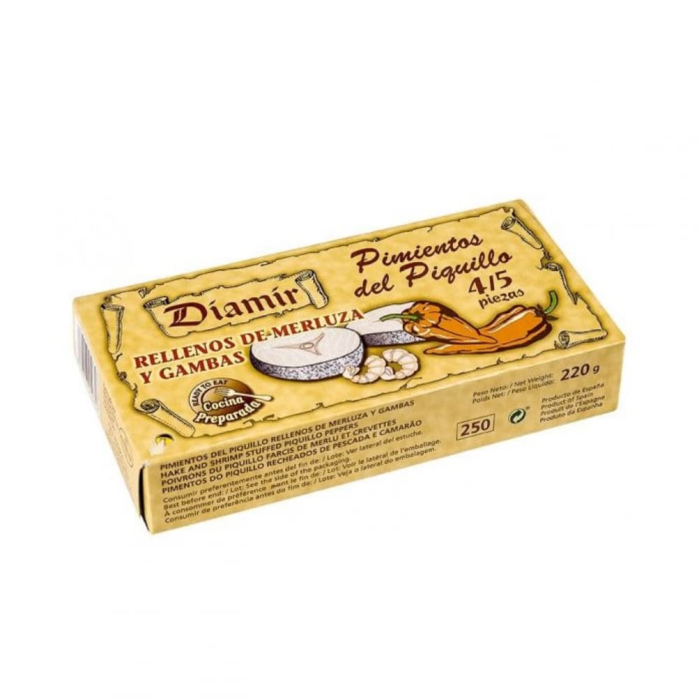 Pimientos del piquillo rellenos de merluza y gambas Diamir (220 g / 7.76 oz) - Imagen 1