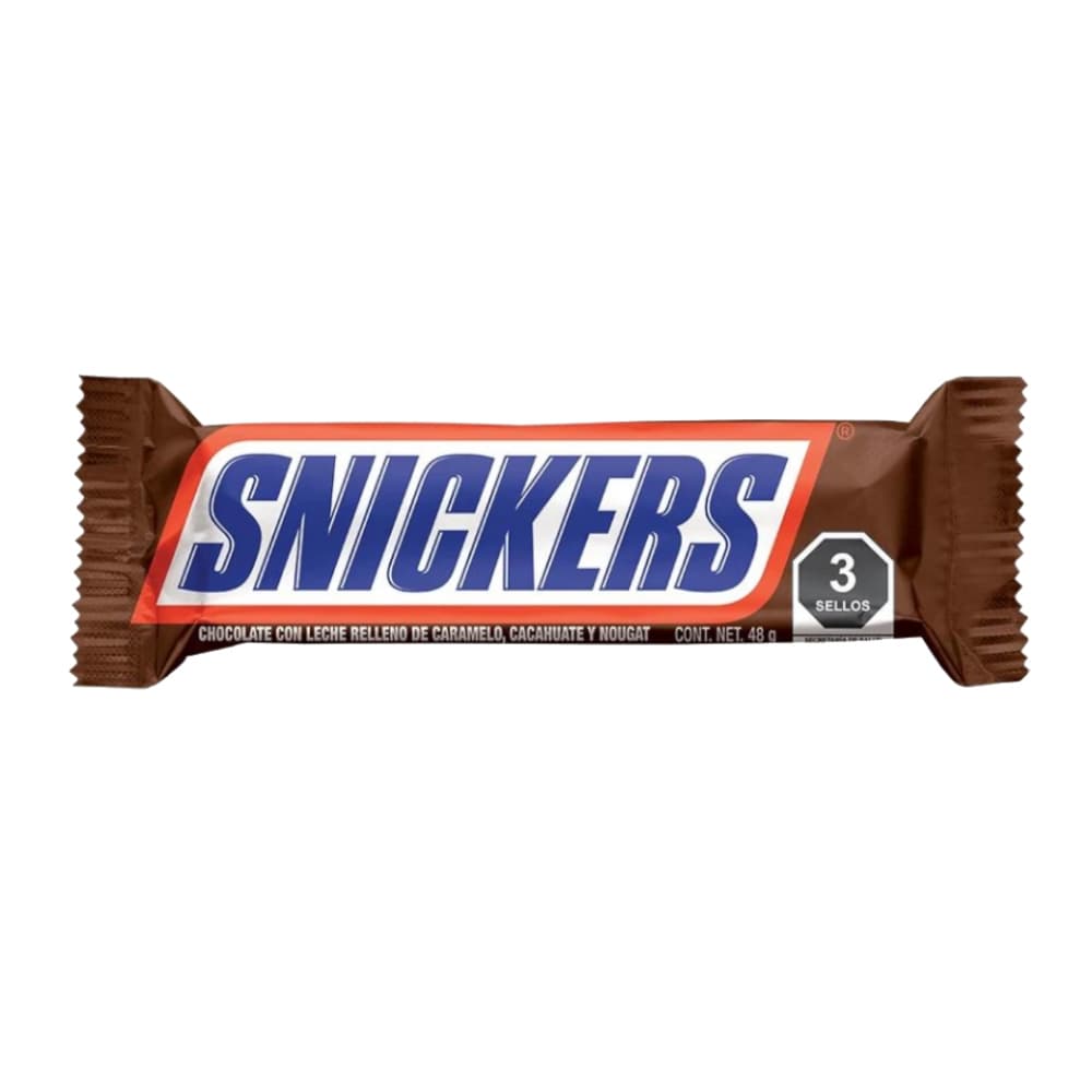 Barra de chocolate con relleno de caramelo y cacahuetes Snickers (48 g / 1.69 oz) - Imagen 1