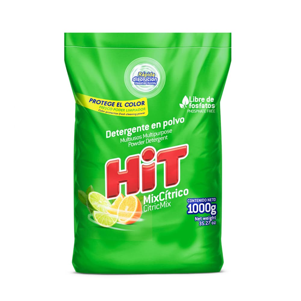 Detergente en polvo con aroma mixto de cítricos Hit (1 kg / 2.2 lb) - Imagen 1
