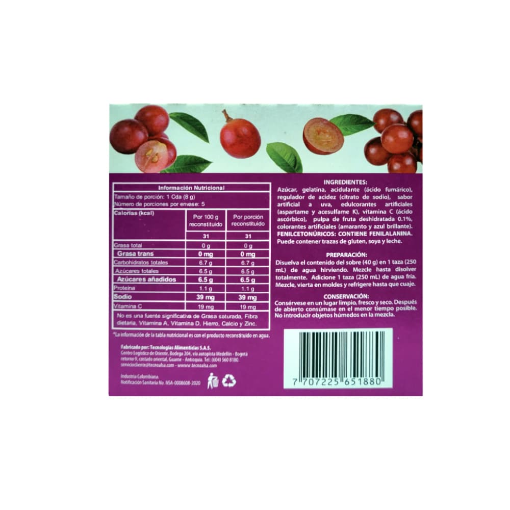 Gelatina sabor uva Boom (40 g / 1.41 oz) - Miniatura 3