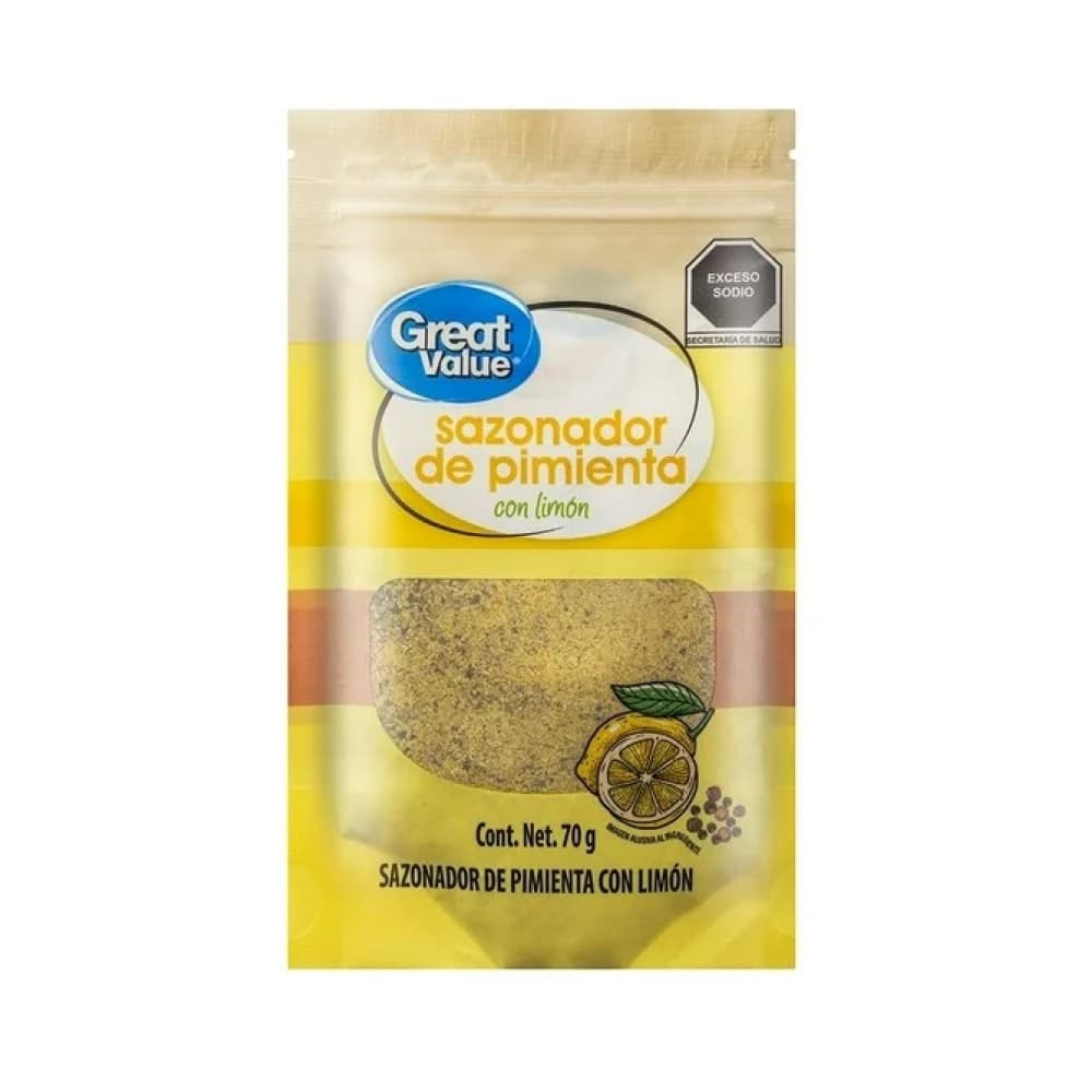 Sazonador de pimienta con limón Great Value (70 g / 2.47 oz) - Imagen 1