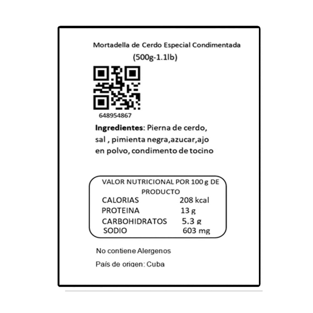 Mortadella especial de cerdo condimentada Y&D Ricos (500 g / 1.1 lb) - Miniatura 3