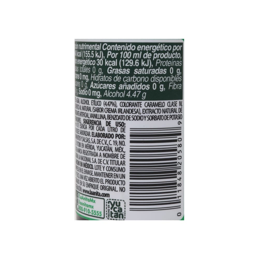 Saborizante natural vainilla con sabor a crema irlandesa La Anita (120 ml / 4.06 fl oz) - Miniatura 4