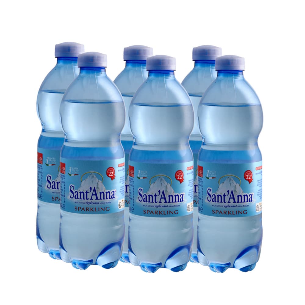Agua mineral natural con gas Sant'Anna (6 x 500 ml) - Imagen 1