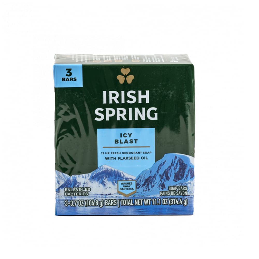Jabón desodorante en barra ráfaga de hielo Irish Spring (3 x 104.8 g / 3.7 oz) - Imagen 1