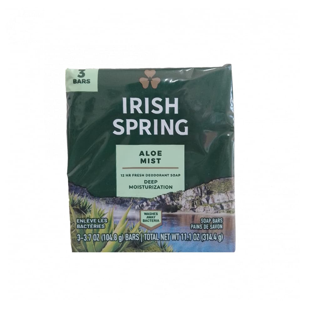 Jabón desodorante en barra niebla de aloe Irish Spring (3 x 104.8 g / 3.7 oz) - Imagen 1
