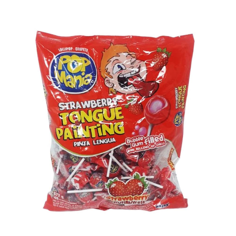 Chupa chupa pinta lengua sabor fresa con relleno de chicle Pop Mania (672 g / 1.48 lb) - Miniatura 1