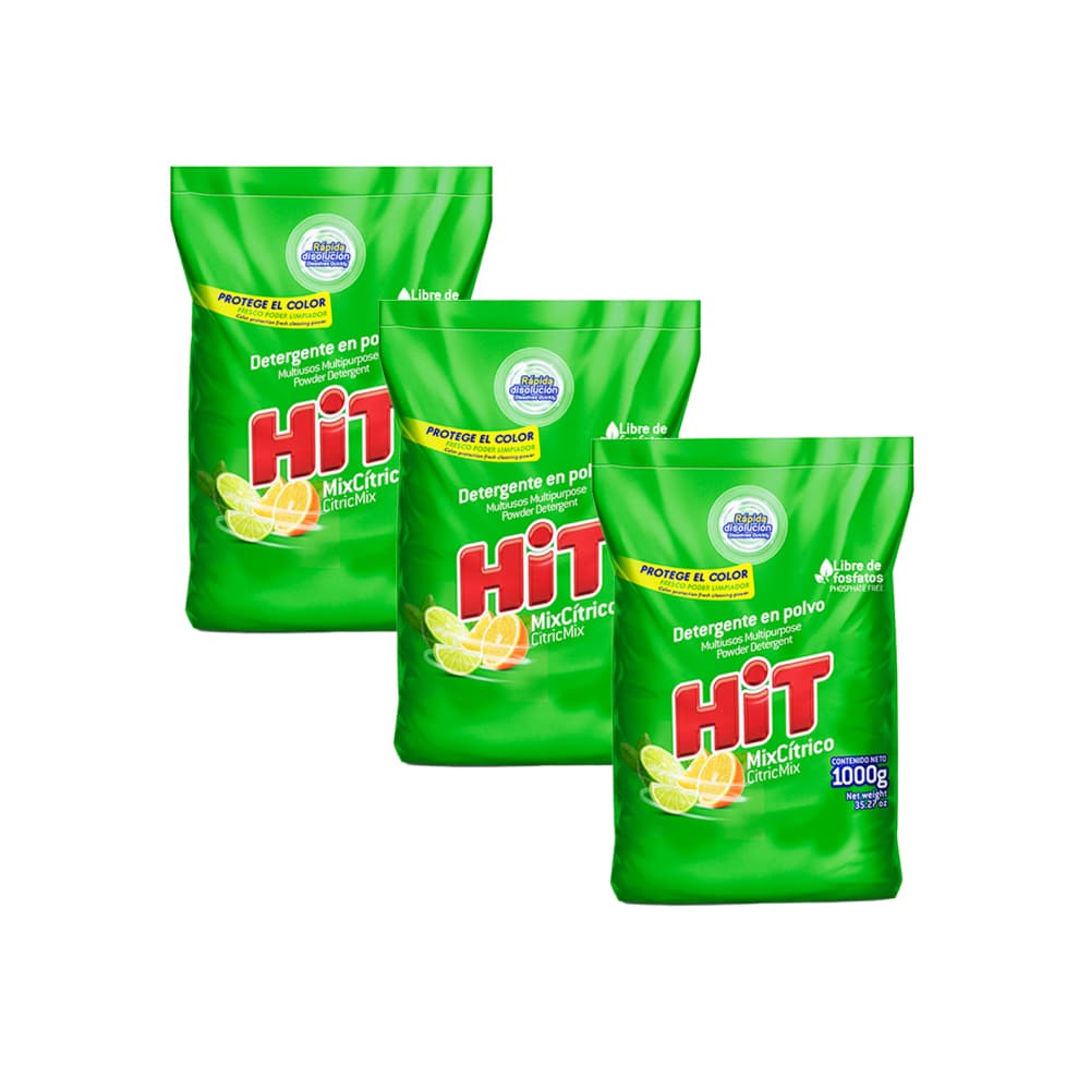 Detergente en polvo con aroma mixto de cítricos Hit (3 U) - Imagen 1