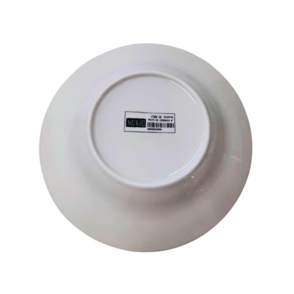 Plato mediano hondo de cerámica blanco con dos flores al relieve color rosado Mukhi - Miniatura 2