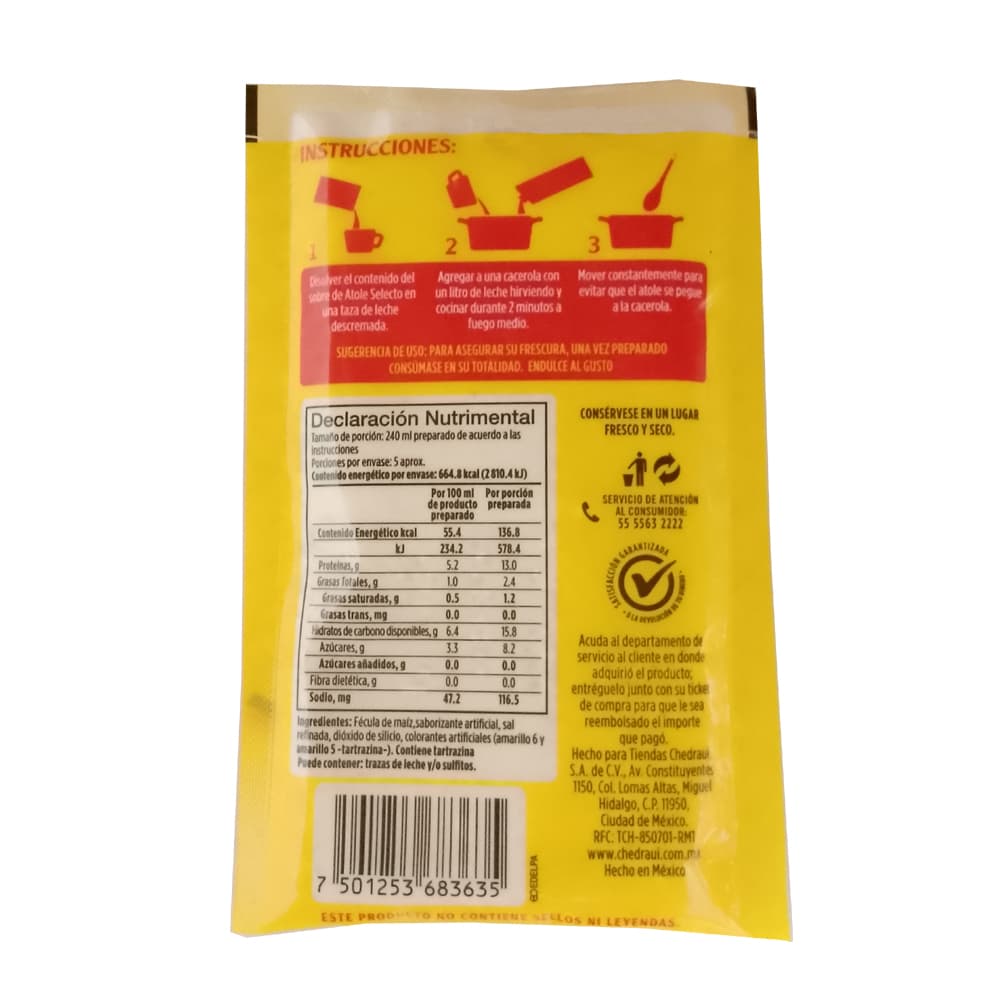 Fécula de maíz para preparar atole sabor vainilla Selecto (47 g / 1.65 oz) - Miniatura 4
