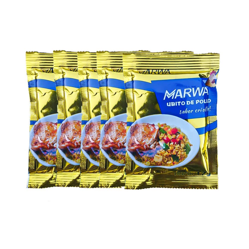Cubito de pollo sabor criollo Marwa (5 x 17 g) - Imagen 1