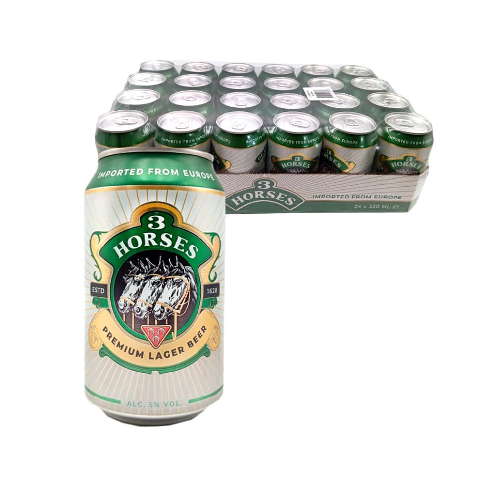 Cerveza 3 Horses (24 x 330 ml) - Imagen 1