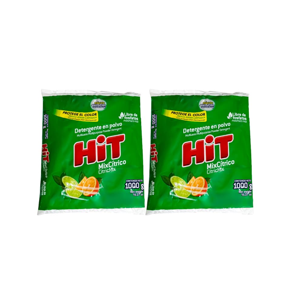 Detergente en polvo multiusos aroma mix cítricos Hit (2 x 1 kg / 2.2 lb) - Imagen 1