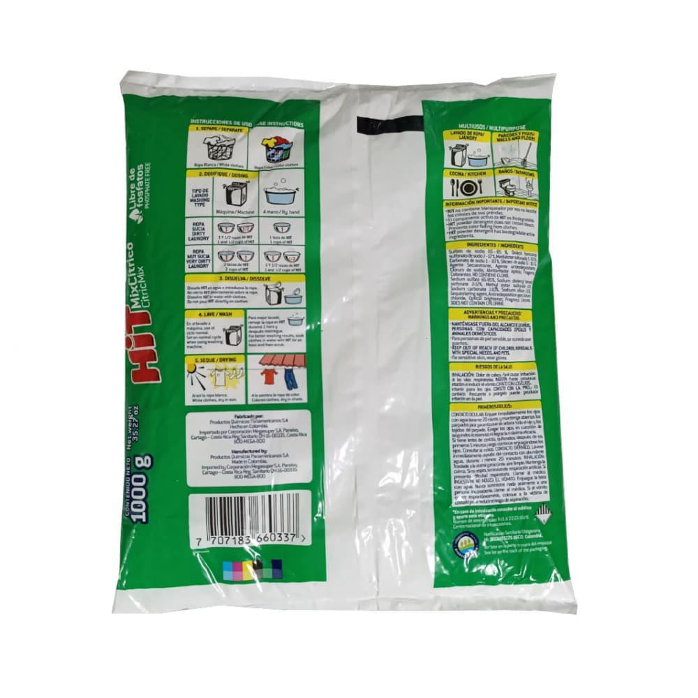 Detergente en polvo multiusos aroma mix cítricos Hit (3 x 1 kg / 2.2 lb) - Miniatura 3