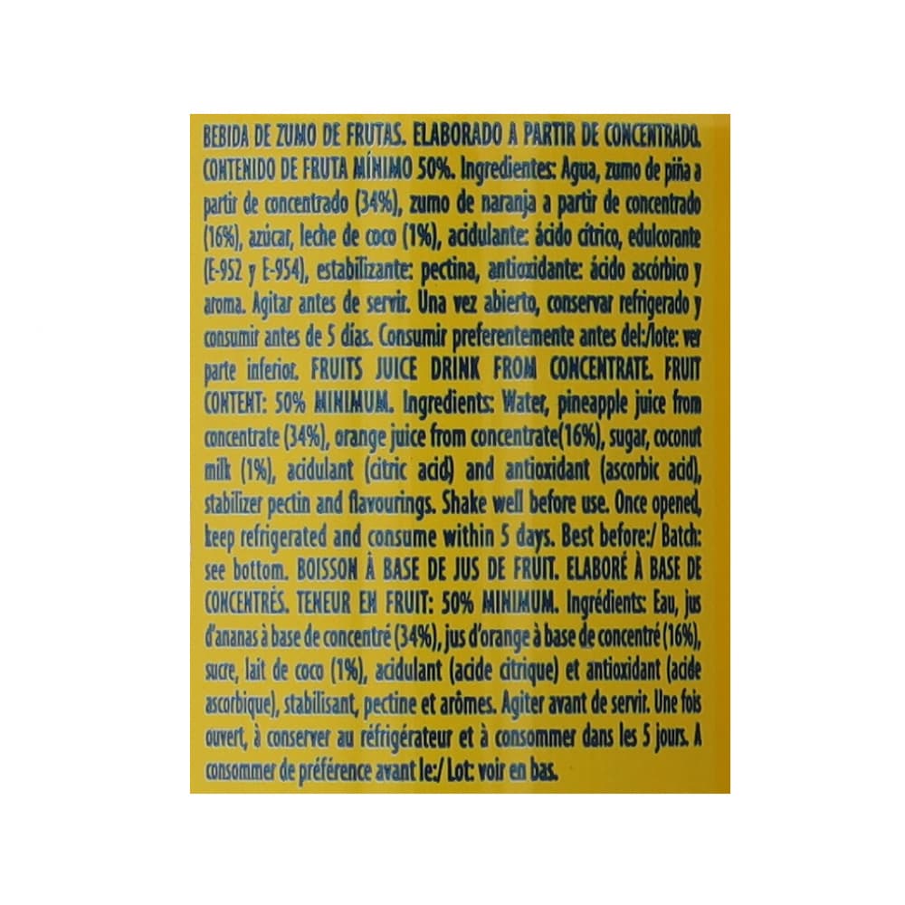 Bebida de zumo de frutas piña y coco con edulcorante Rostoy (330 ml) - Miniatura 2