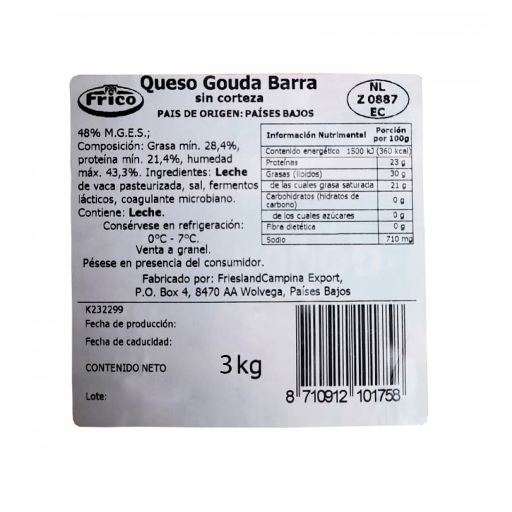 Queso gouda sin corteza Frico (3 kg / 6.6 lb) - Miniatura 3