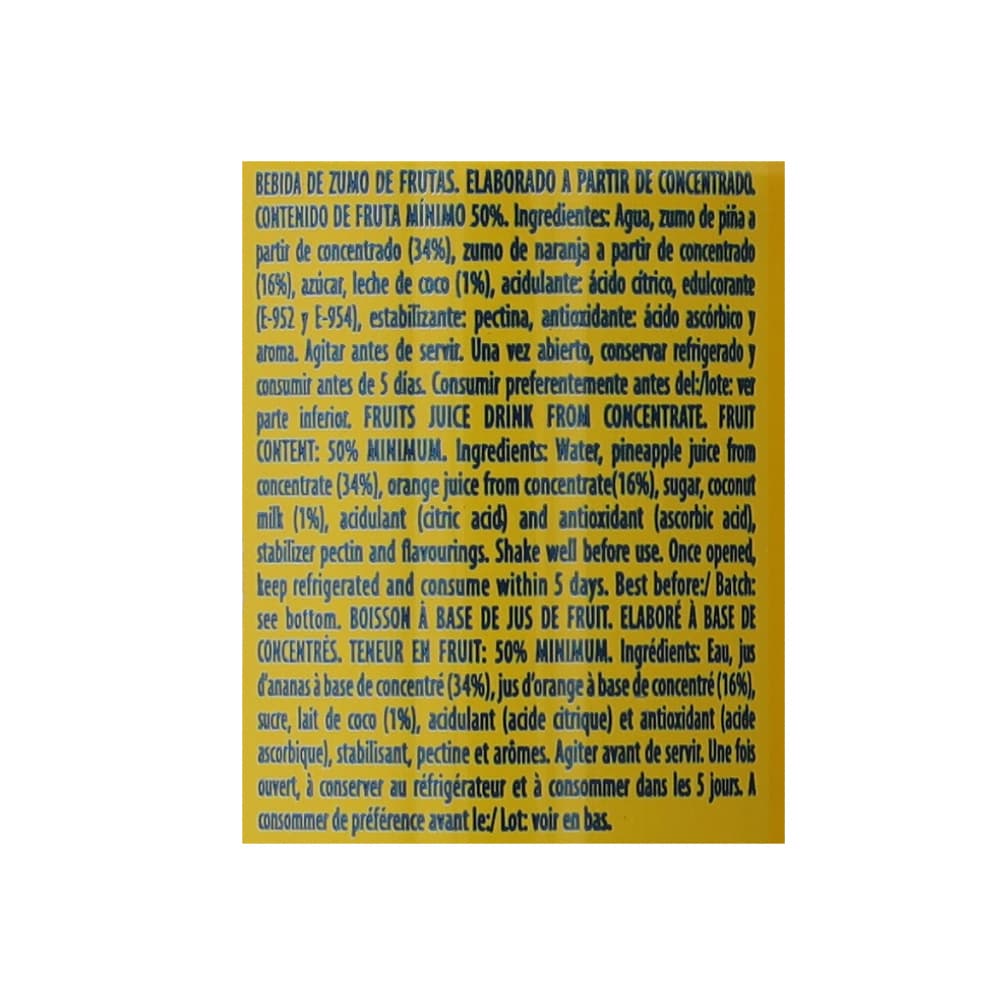Bebida de zumo de frutas piña y coco con edulcorante Rostoy (3 x 330 ml) - Miniatura 2