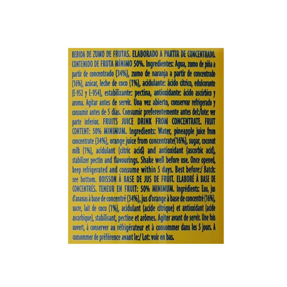 Bebida de zumo de frutas piña y coco con edulcorante Rostoy (6 x 330 ml) - Miniatura 2