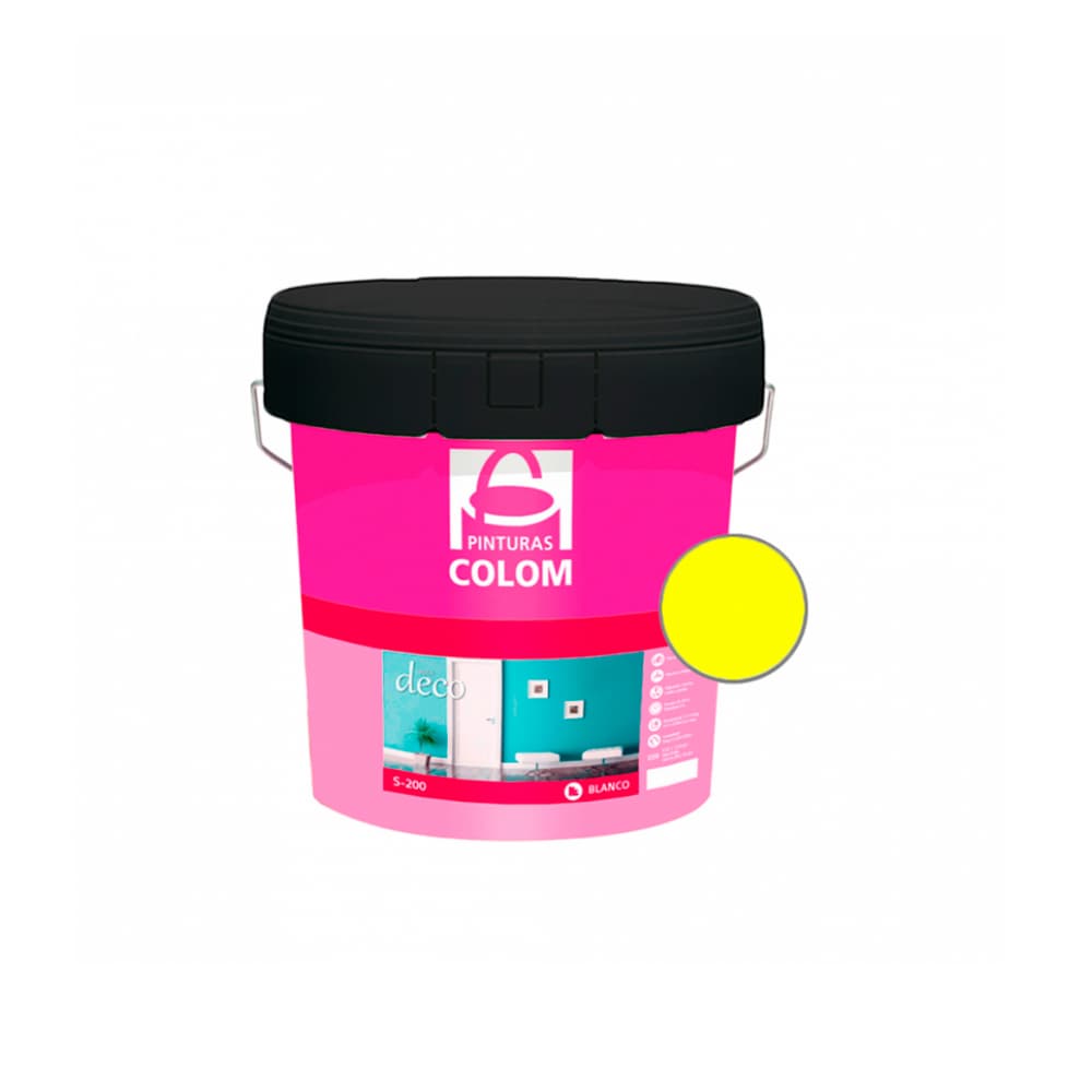 Pintura de vinil para interiores y exteriores color amarillo mate Colom (4 L) - Imagen 1