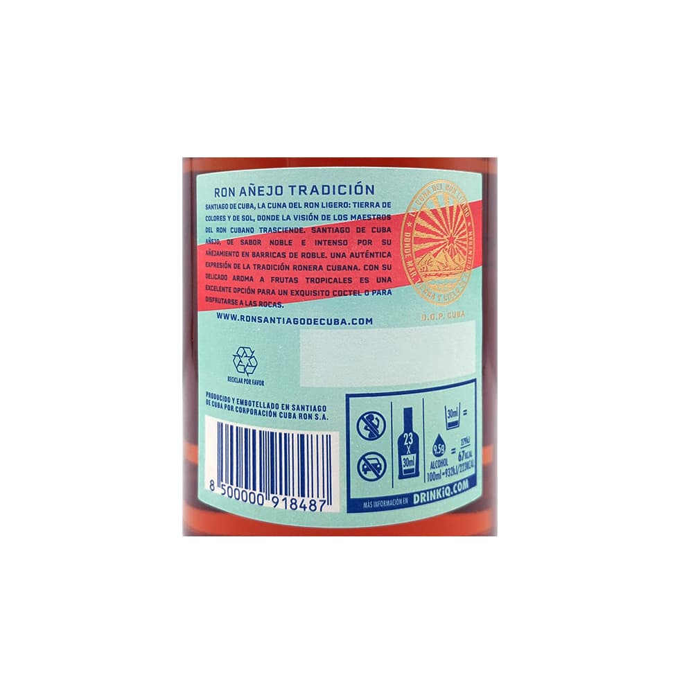 Ron añejo tradición 38 % vol Santiago de Cuba (700 ml) - Miniatura 2