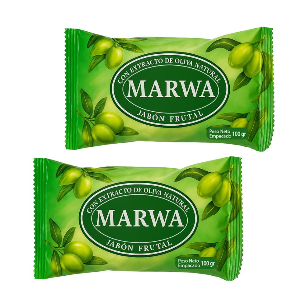 Jabón frutal con extracto de oliva natural Marwa (2 x 100 g / 3.52 oz) - Imagen 1