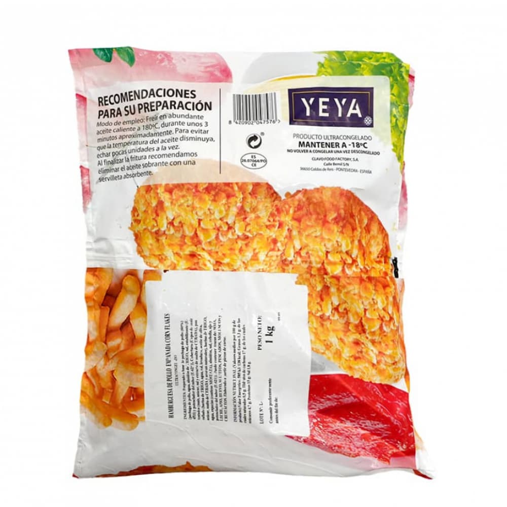 Hamburguesa de pollo con hojuelas de maíz YEYA (1 kg / 2.2 lb) - Miniatura 3