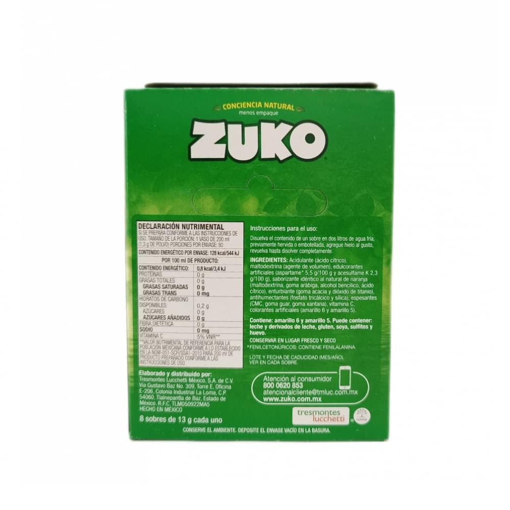 Refresco instantáneo sabor naranja Zuko (8 x 13 g) - Miniatura 3