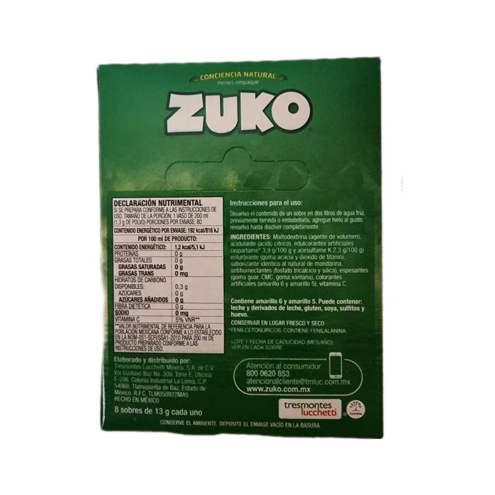 Refresco instantáneo sabor mandarina Zuko (8 x 13 g) - Miniatura 3