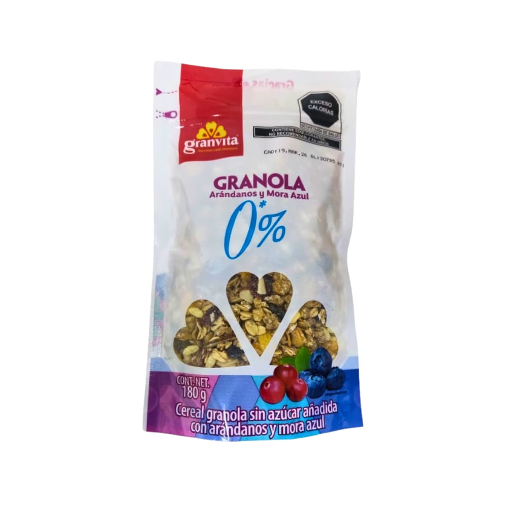 Cereal de granola sin azúcar con arándanos y mora azul Granvita (180 g / 6.3 oz) - Imagen 1
