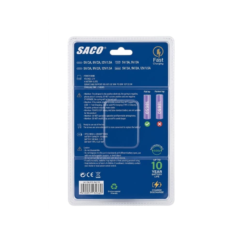 Kit de banco de energía con baterías y destornillador Saco 04-FR-34235 (8000 mAh) - Miniatura 2