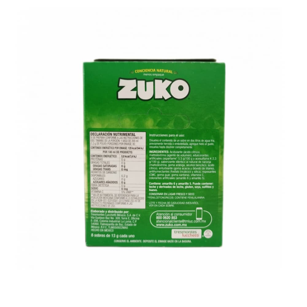 Refresco instantáneo sabor naranja Zuko (104 g / 3.67 oz) - Miniatura 4