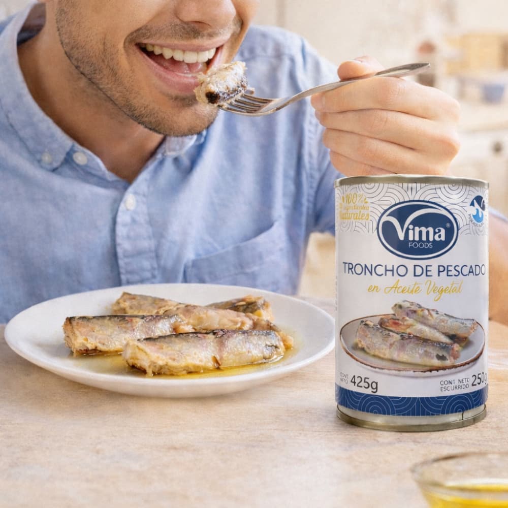Troncho de pescado en aceite vegetal Vima Foods (425 g / 15 oz) - Miniatura 3