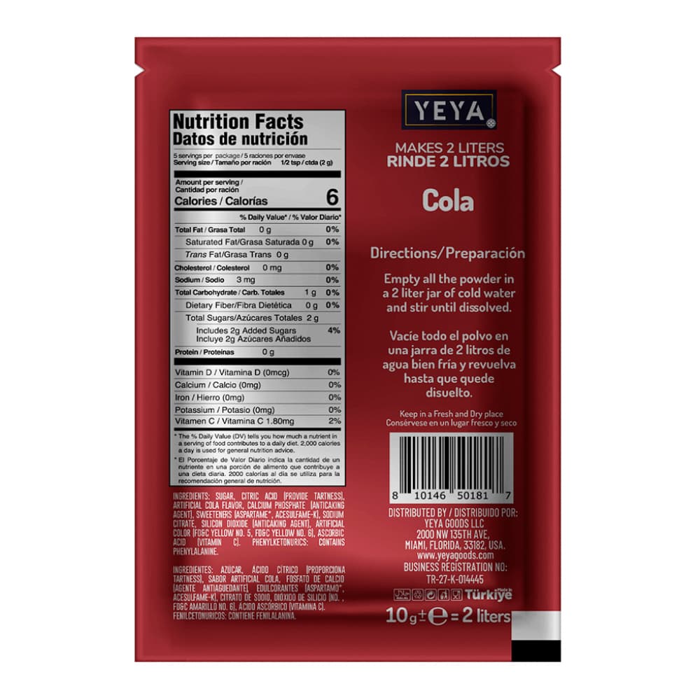Refresco instantáneo sabor cola Yeya (624 x 10 g) - Miniatura 3