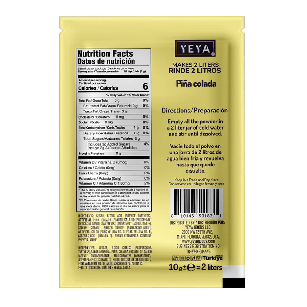 Refresco instantáneo sabor piña colada Yeya (624 x 10 g) - Miniatura 2