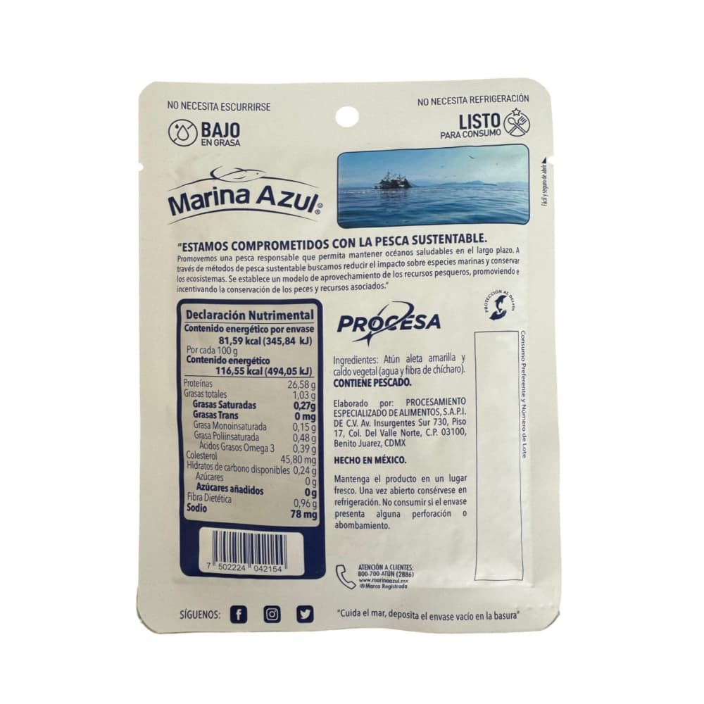 Atún en trozos en agua bajo en sodio Marina Azul (74 g / 2.61 oz) - Miniatura 2
