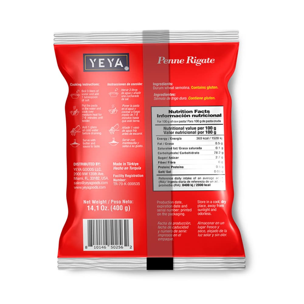 Pasta penne Yeya (6 x 400 g / 14.11 oz) - Miniatura 3