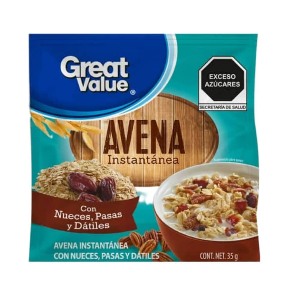 Avena instantánea con nueces, pasas y dátiles Great Value (35 g / 1.23 oz) - Imagen 1