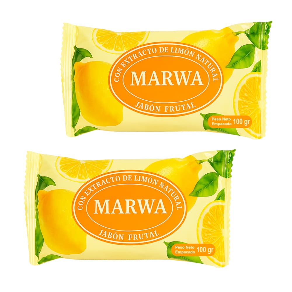 Jabón frutal con extracto de limón natural Marwa (2 x 100 g / 3.5 oz) - Imagen 1