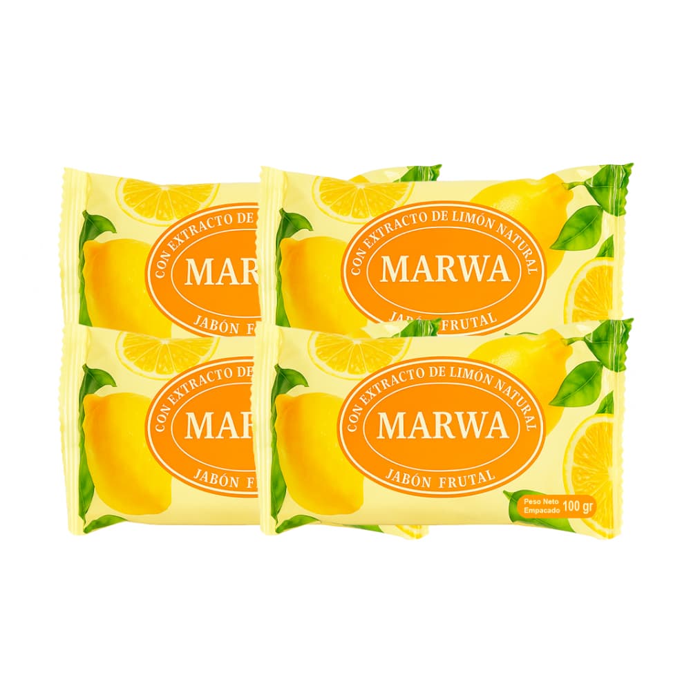 Jabón frutal con extracto de limón natural Marwa (4 x 100 g / 3.5 oz) - Imagen 1