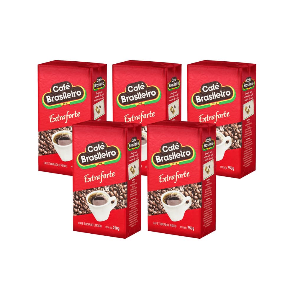 Café extra fuerte Brasileiro (5 x 250 g / 8.8 oz) - Imagen 1