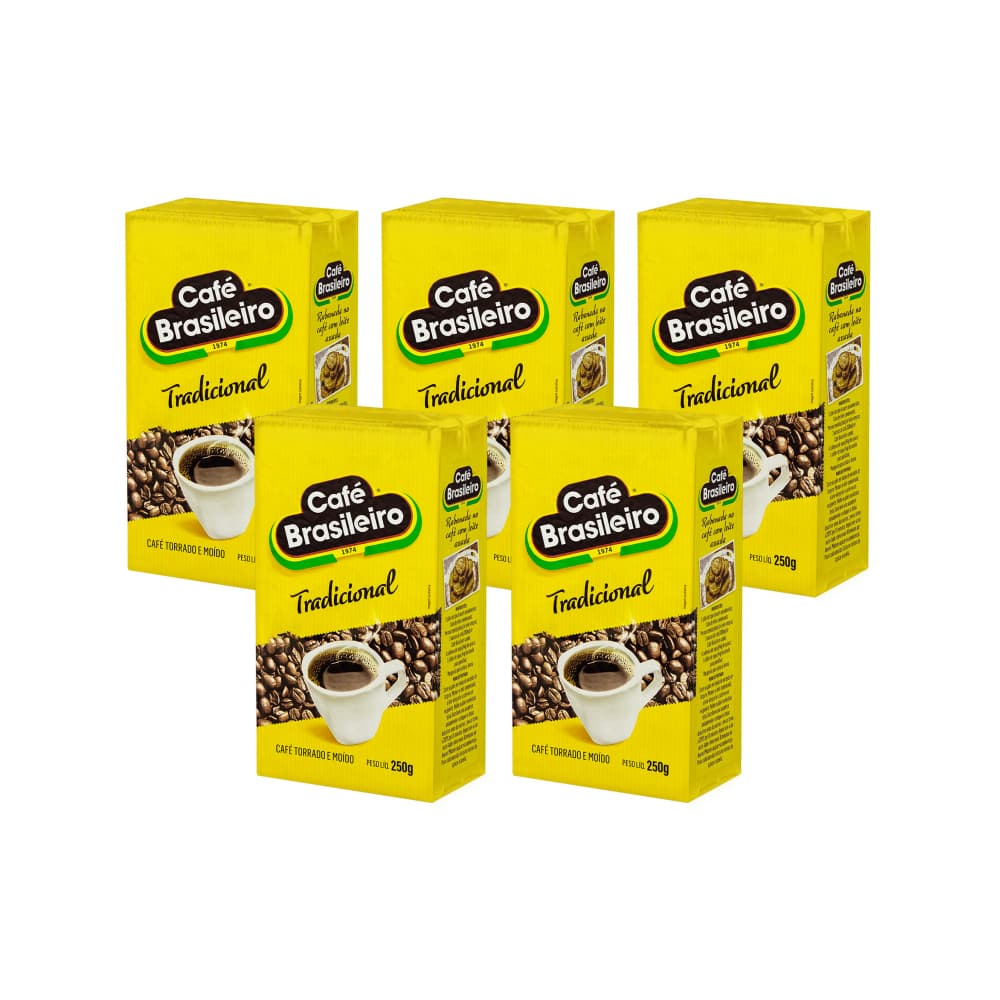 Café tradicional Brasileiro (5 x 250 g / 8.8 oz) - Imagen 1