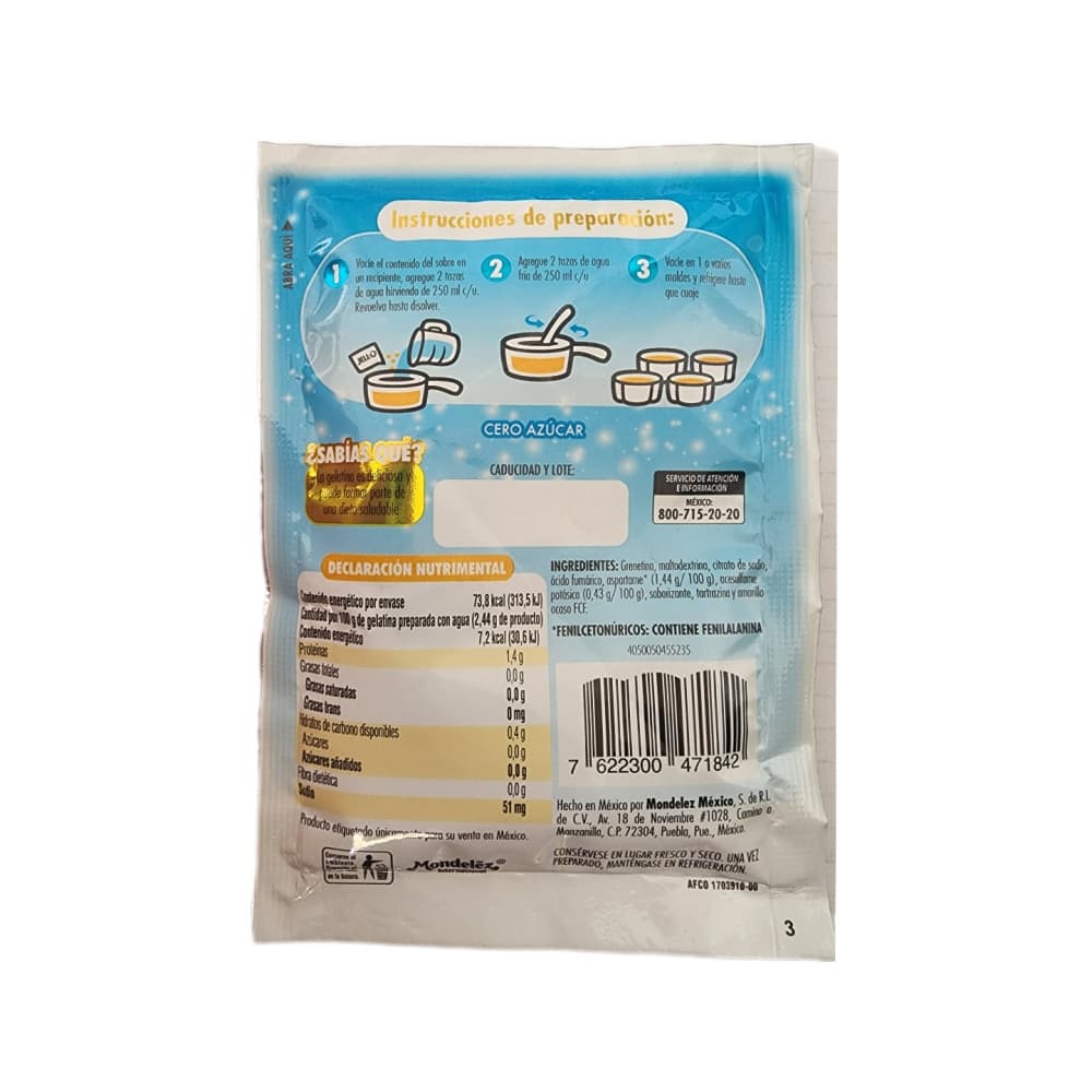 Gelatina sabor piña cero azúcar Jell-O (25 g) - Miniatura 3