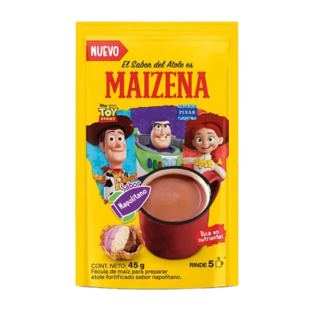 Fécula de maíz para preparar atole fortificado sabor napolitano Maizena (45 g / 1.58 oz) - Imagen 1